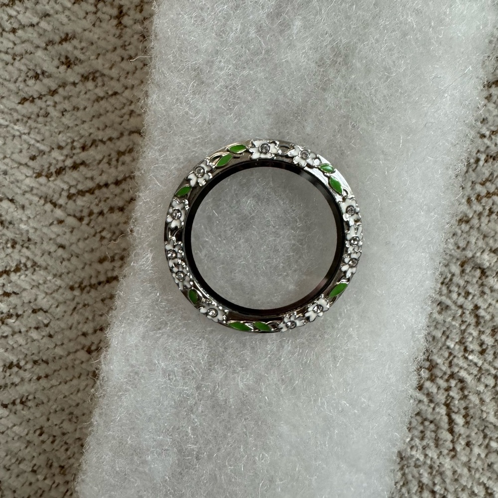 Origami Owl Elegant  Set of  3 Large Silver and Multicolor Faces